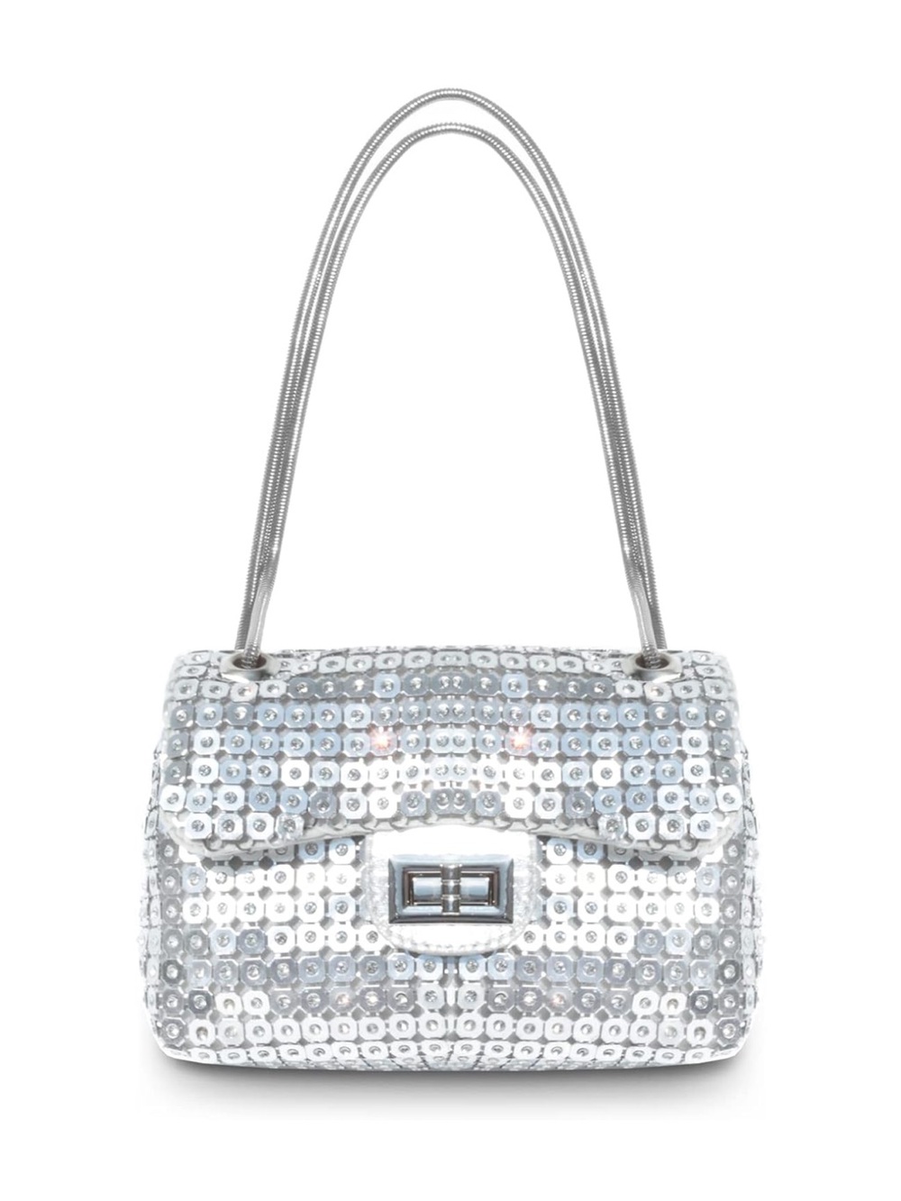 Silver Sequin Shoulder Bag - Elegant Evening Handbag